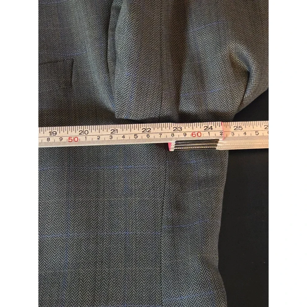 Lauren Ralph Lauren Mens 48R Wool Blazer Brown Herringbone Windowpane Sport Coat